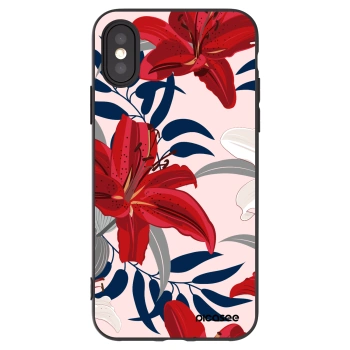 Picasee silikonowe czarne etui na Apple iPhone X/XS - Red Lily
