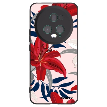 Picasee silikonowe czarne etui na Honor Magic5 Pro - Red Lily