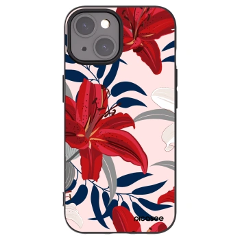 Picasee silikonowe czarne etui na Apple iPhone 15 - Red Lily