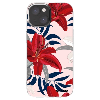 Picasee silikonowe przeźroczyste etui na Apple iPhone 15 - Red Lily