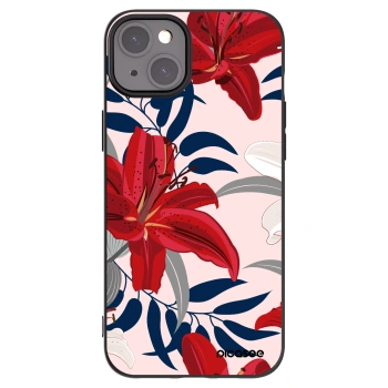Picasee silikonowe czarne etui na Apple iPhone 15 Plus - Red Lily