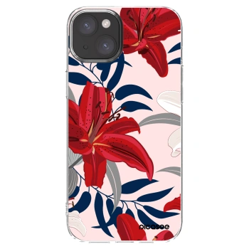 Picasee silikonowe przeźroczyste etui na Apple iPhone 15 Plus - Red Lily