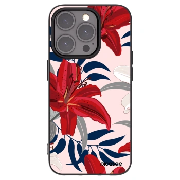 Picasee silikonowe czarne etui na Apple iPhone 15 Pro - Red Lily