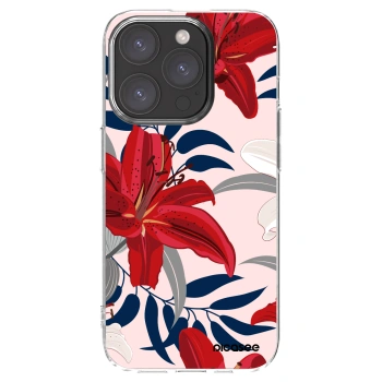 Picasee silikonowe przeźroczyste etui na Apple iPhone 15 Pro - Red Lily