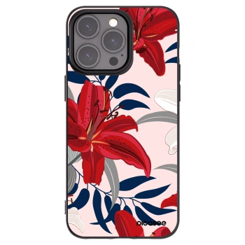 Picasee silikonowe czarne etui na Apple iPhone 15 Pro Max - Red Lily