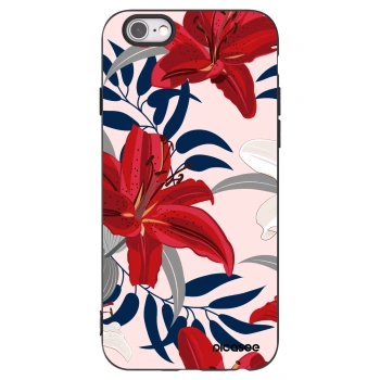 Picasee silikonowe czarne etui na Apple iPhone 6/6S - Red Lily