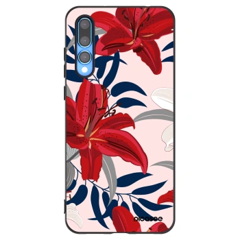 Picasee silikonowe czarne etui na Huawei P20 Pro - Red Lily