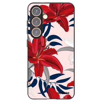 Picasee silikonowe czarne etui na Samsung Galaxy S24 S921B 5G - Red Lily