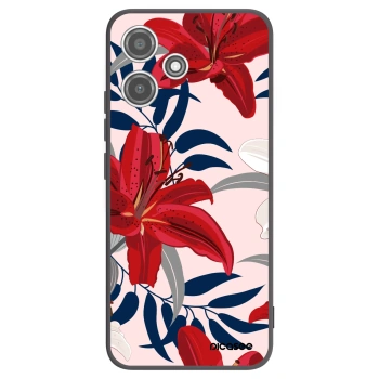Picasee silikonowe czarne etui na Xiaomi Redmi 12 5G - Red Lily