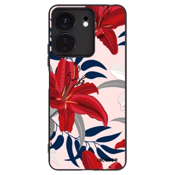 Picasee silikonowe czarne etui na Xiaomi Redmi 13C 4G - Red Lily
