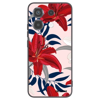 Picasee silikonowe czarne etui na Xiaomi Poco X6 - Red Lily