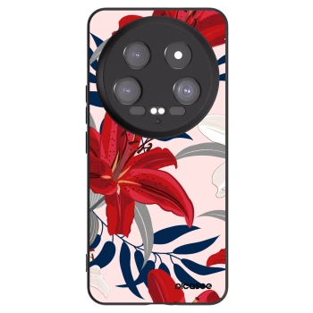 Picasee silikonowe czarne etui na Xiaomi 14 Ultra - Red Lily