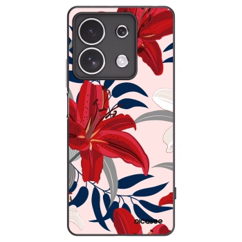 Picasee silikonowe czarne etui na Xiaomi Redmi Note 13 4G - Red Lily