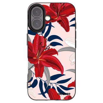 Picasee silikonowe czarne etui na Apple iPhone 16 - Red Lily