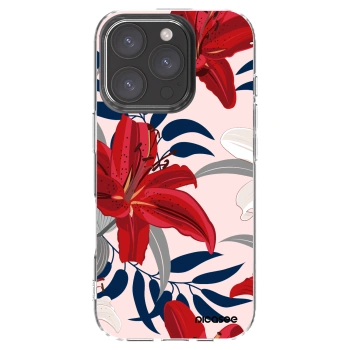 Picasee silikonowe przeźroczyste etui na Apple iPhone 16 Pro - Red Lily