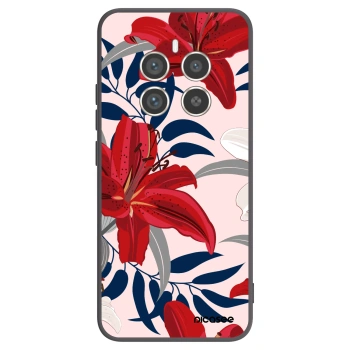 Picasee silikonowe czarne etui na Realme 12 Pro 5G - Red Lily
