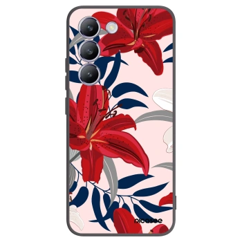 Picasee silikonowe czarne etui na Vivo V40 SE 5G - Red Lily