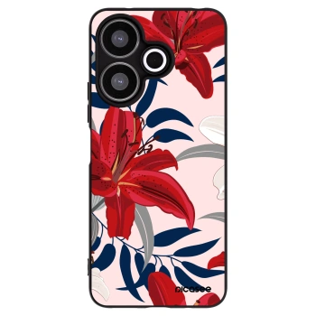 Picasee silikonowe czarne etui na Xiaomi Redmi 13 4G - Red Lily
