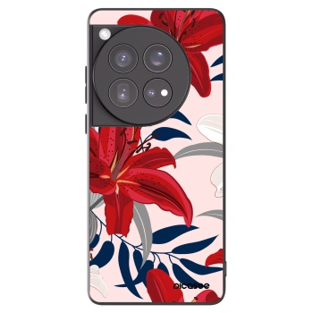 Picasee silikonowe czarne etui na OnePlus 12 5G - Red Lily