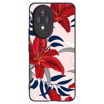 Picasee silikonowe czarne etui na Honor 200 Pro 5G - Red Lily