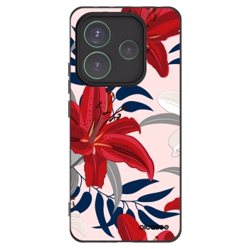 Picasee silikonowe czarne etui na Xiaomi Redmi Note 14 5G - Red Lily