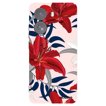Picasee silikonowe czarne etui na Xiaomi Poco X7 - Red Lily