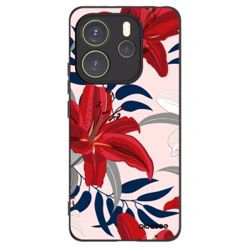 Picasee silikonowe czarne etui na Xiaomi Redmi Note 14 4G - Red Lily