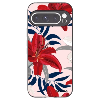 Picasee silikonowe czarne etui na Google Pixel 9 Pro - Red Lily