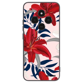 Picasee silikonowe czarne etui na Xiaomi Poco C75 - Red Lily