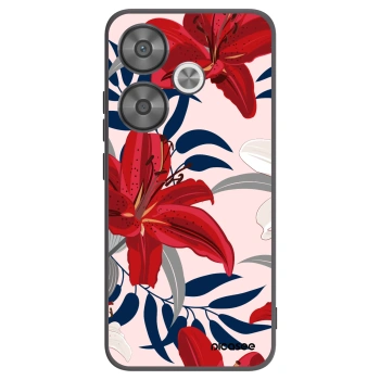 Picasee silikonowe czarne etui na Xiaomi Poco F6 - Red Lily