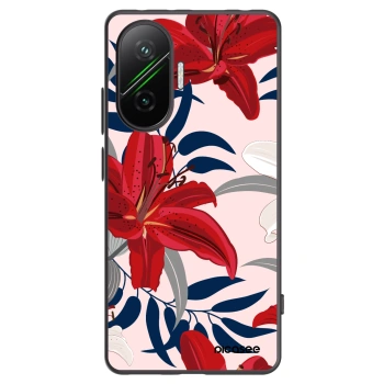 Picasee silikonowe czarne etui na Xiaomi Poco F7 Pro 5G - Red Lily