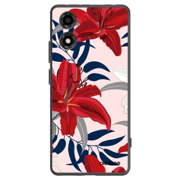 Picasee silikonowe czarne etui na Motorola Moto E14 - Red Lily
