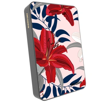 Picasee Powerbank z MagSafe 10 000 mAh Szary - Red Lily
