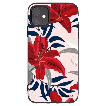 Picasee silikonowe czarne etui na Apple iPhone 11 - Red Lily
