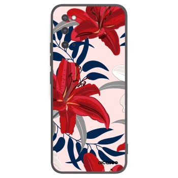 Picasee silikonowe czarne etui na Samsung Galaxy S20 G980F - Red Lily