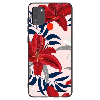 Picasee silikonowe czarne etui na Samsung Galaxy A21s - Red Lily