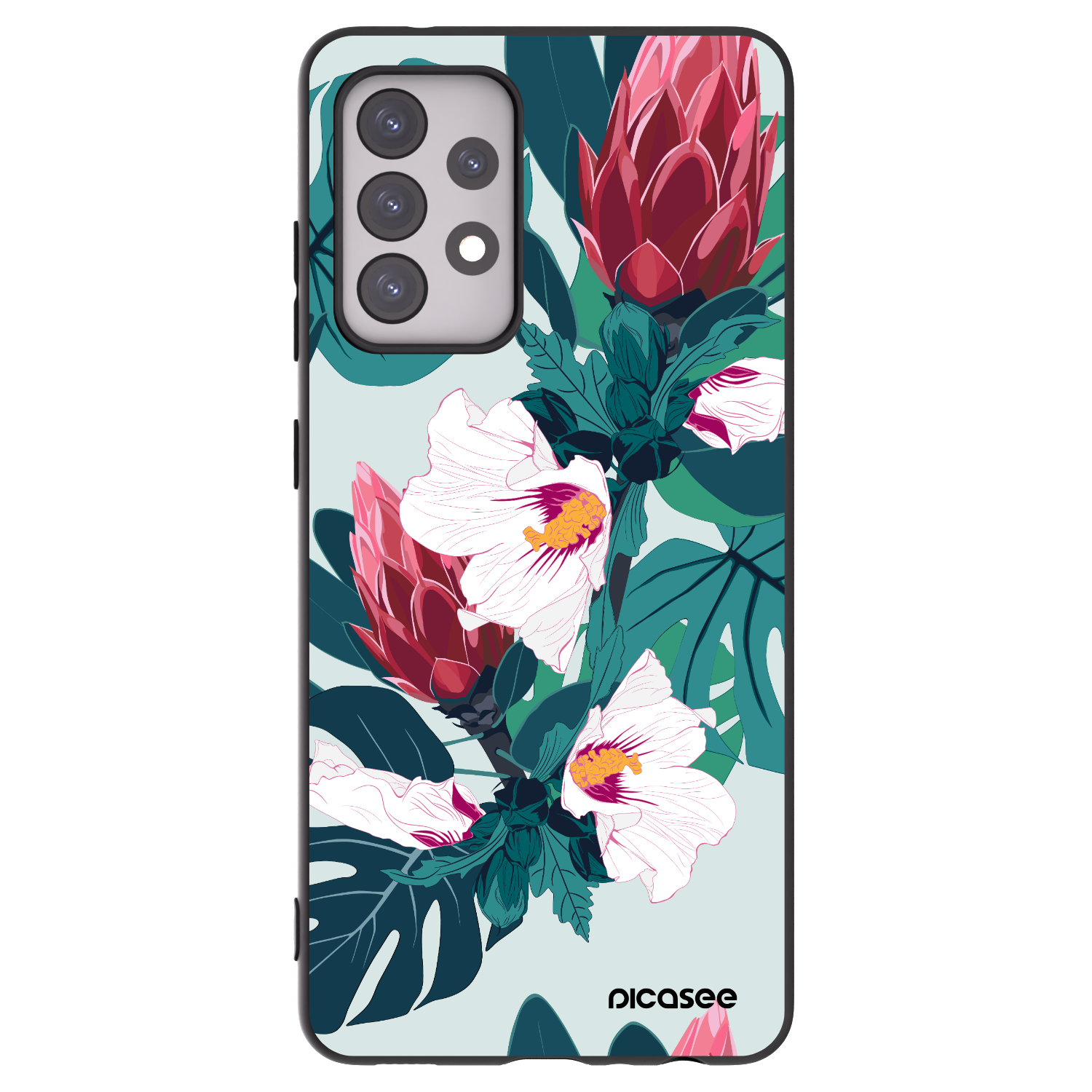 Picasee silikonowe czarne etui na Samsung Galaxy A52 5G A525F - Rhododendron