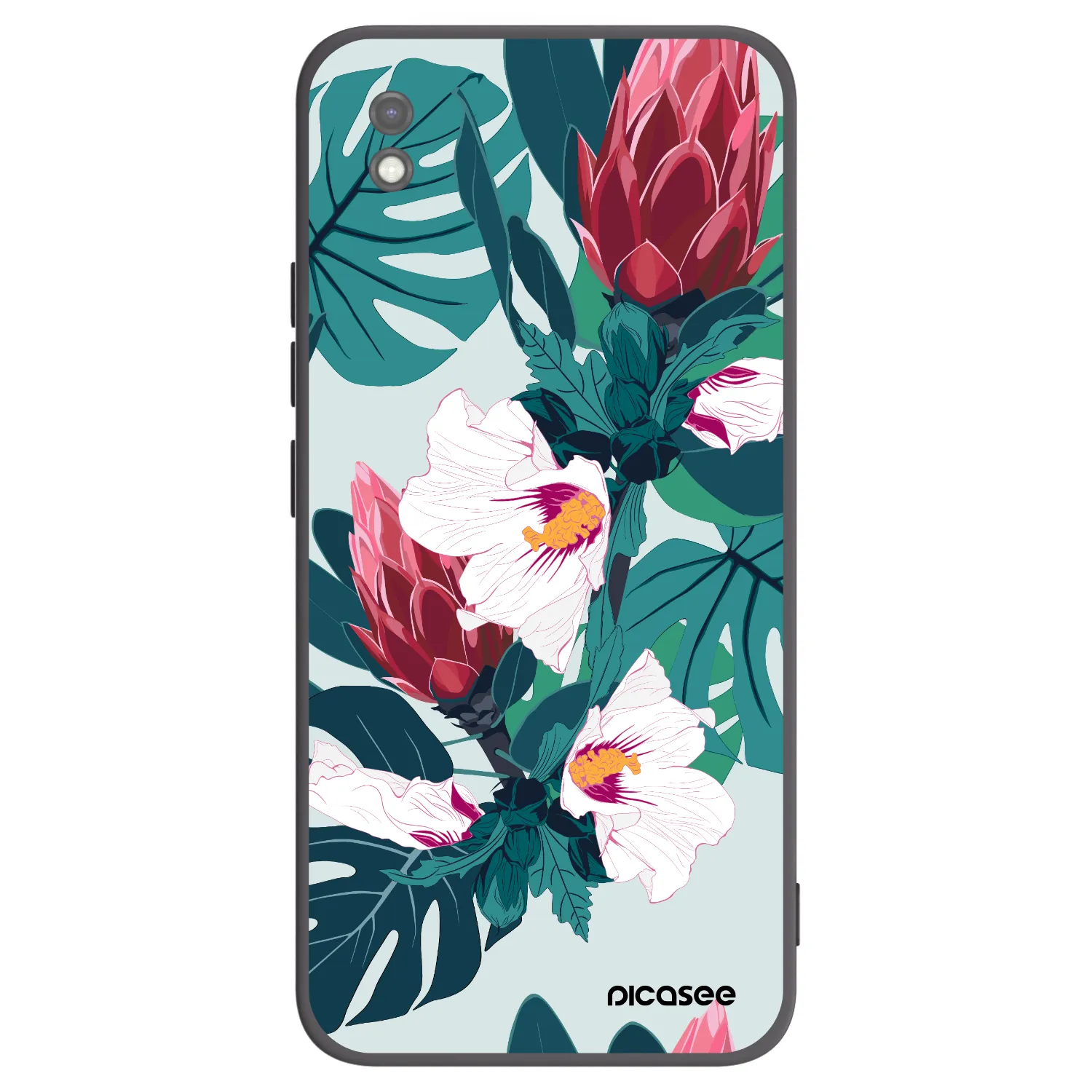 Picasee silikonowe czarne etui na Xiaomi Redmi 9AT - Rhododendron