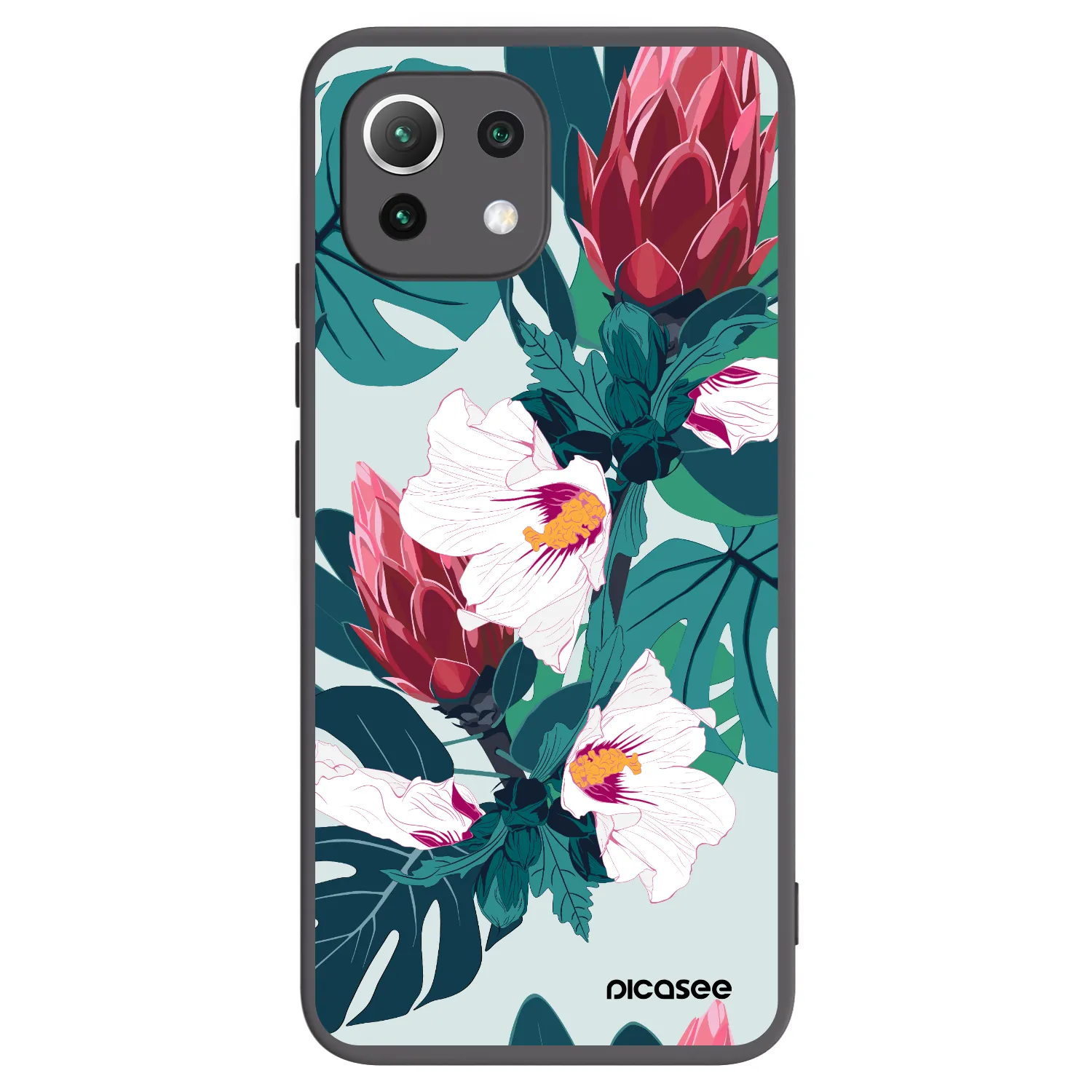 Picasee silikonowe czarne etui na Xiaomi Mi 11 Lite - Rhododendron