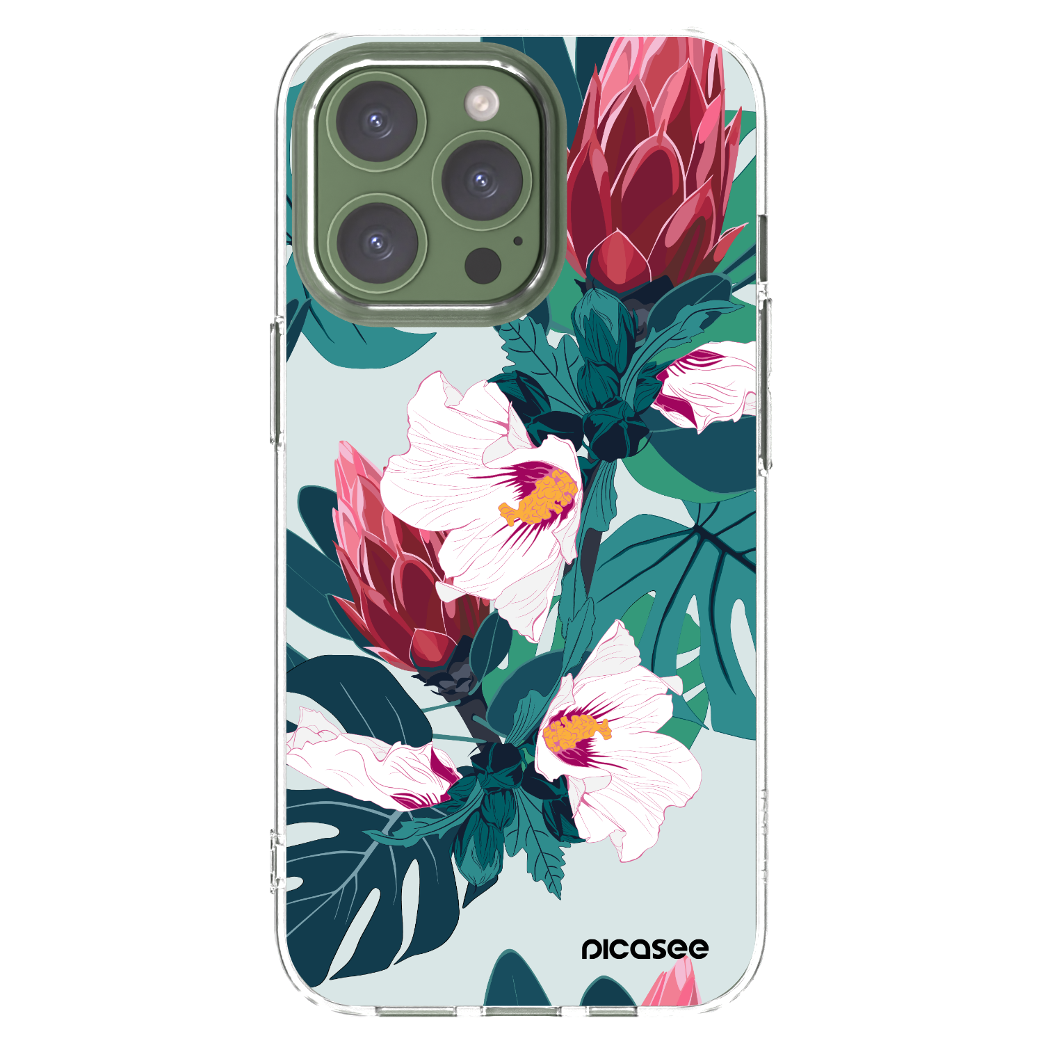 Picasee silikonowe przeźroczyste etui na Apple iPhone 13 Pro - Rhododendron