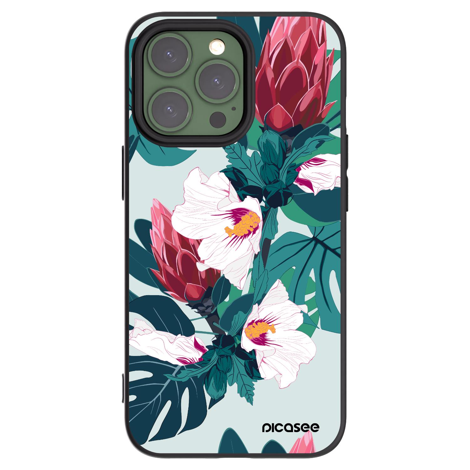 Picasee silikonowe czarne etui na Apple iPhone 13 Pro - Rhododendron