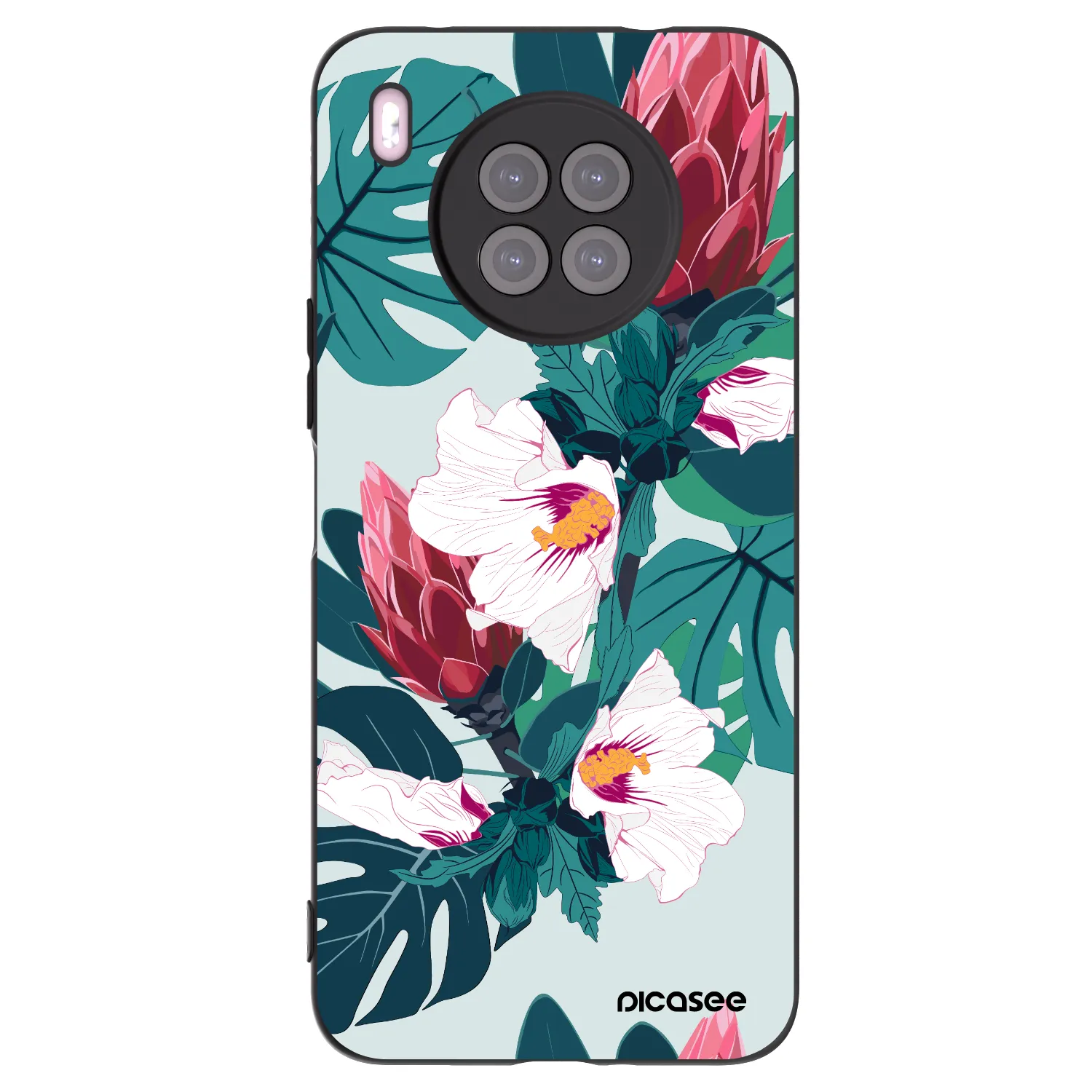 Picasee silikonowe czarne etui na Huawei Nova 8i - Rhododendron