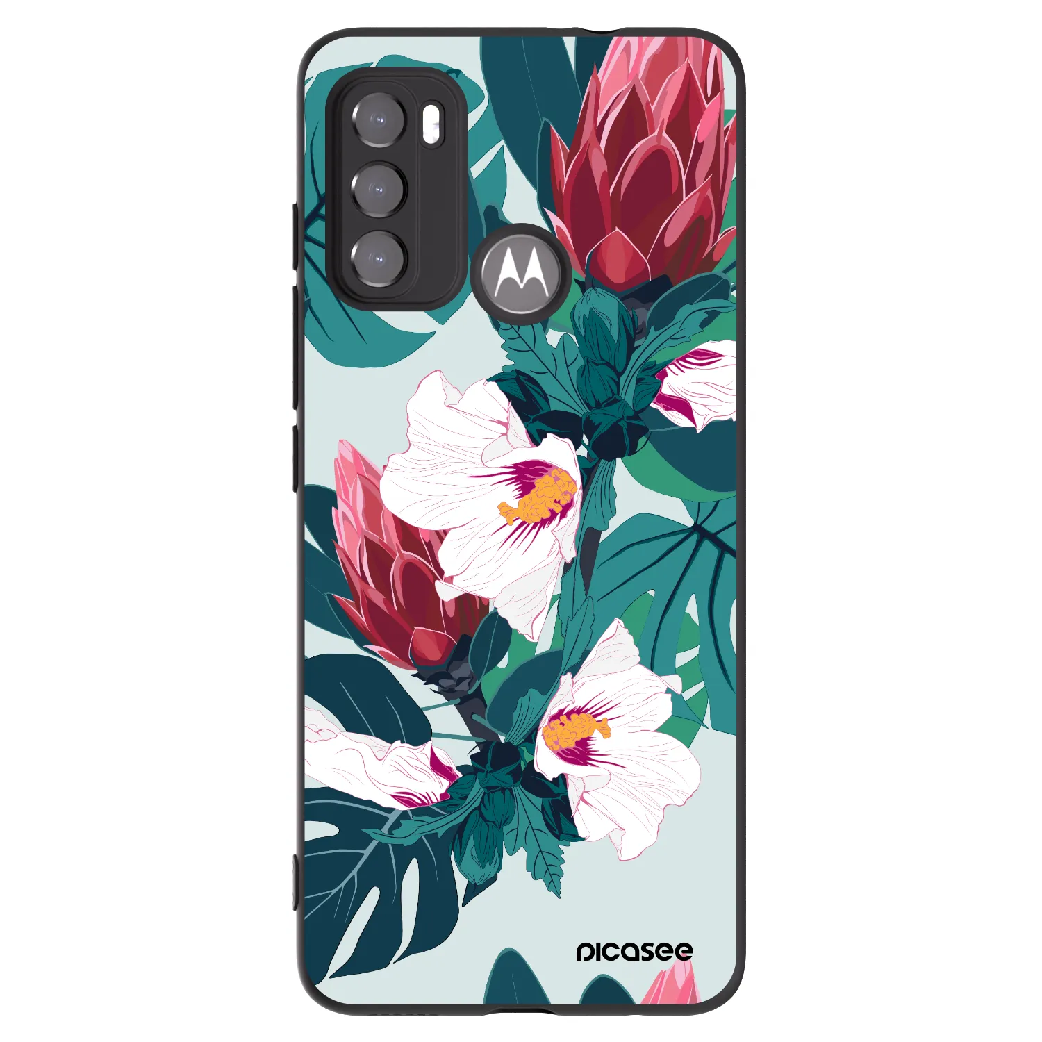 Picasee silikonowe czarne etui na Motorola Moto G60 - Rhododendron