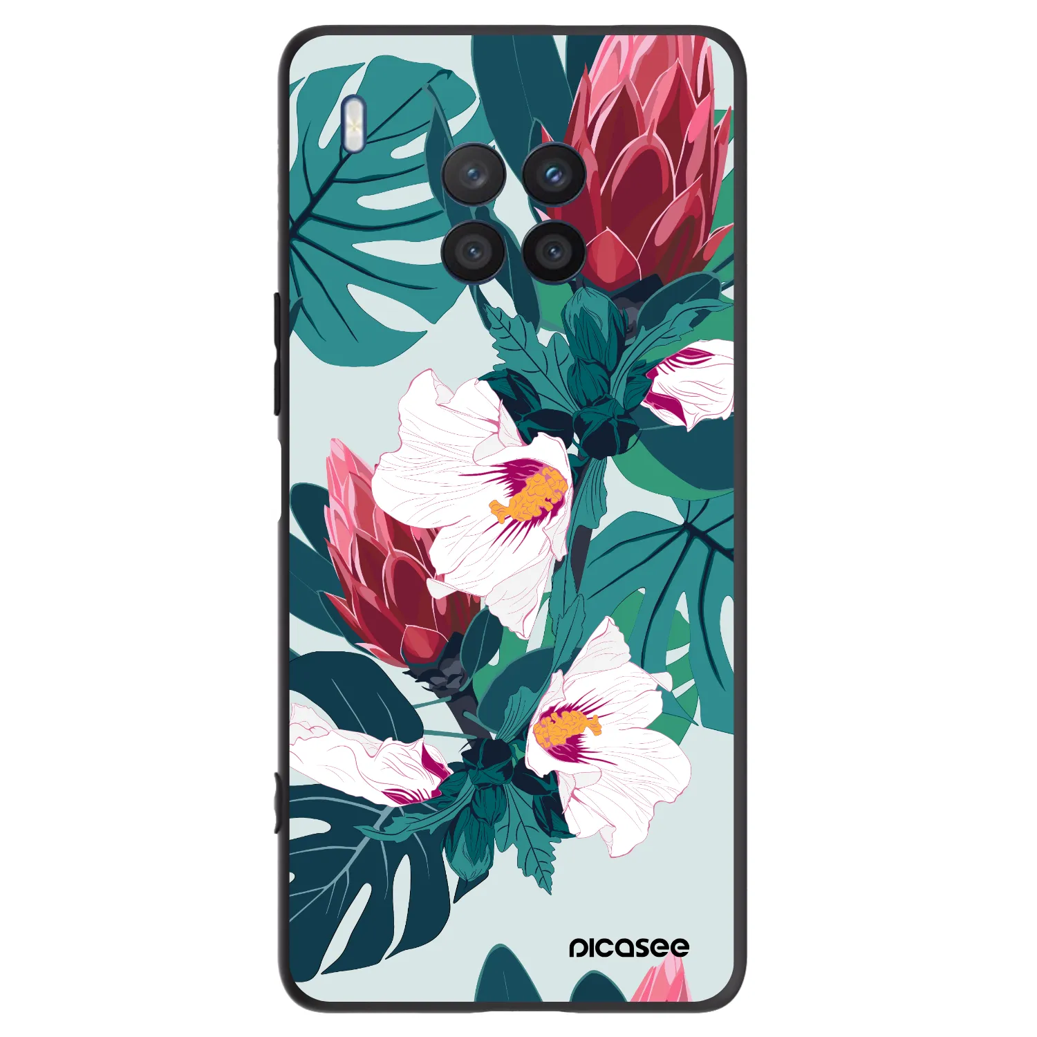 Picasee silikonowe czarne etui na Honor 50 Lite - Rhododendron