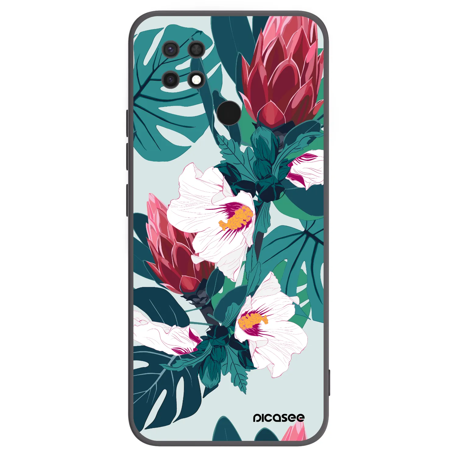 Picasee silikonowe czarne etui na Xiaomi Redmi 10C - Rhododendron