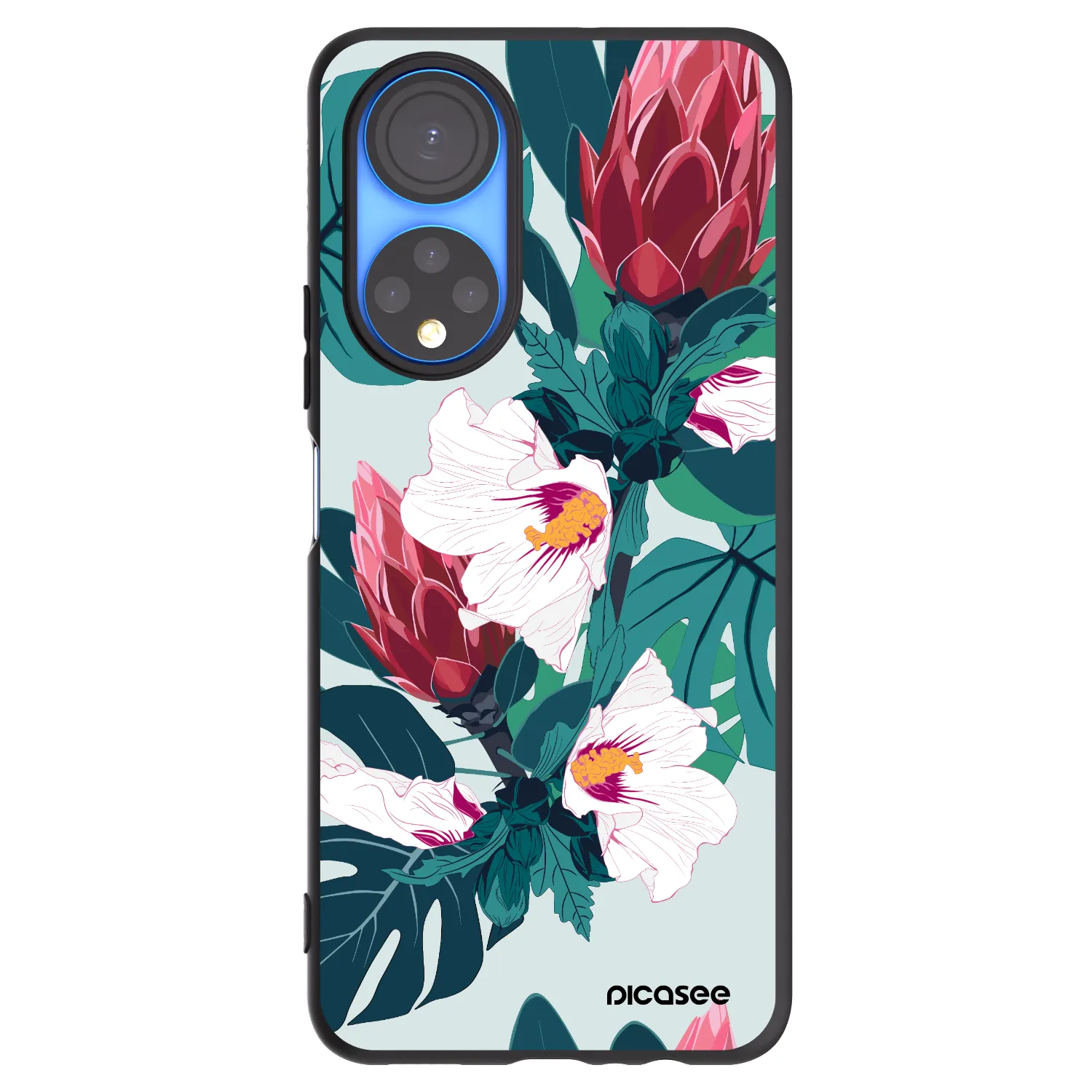 Picasee silikonowe czarne etui na Honor X7 - Rhododendron