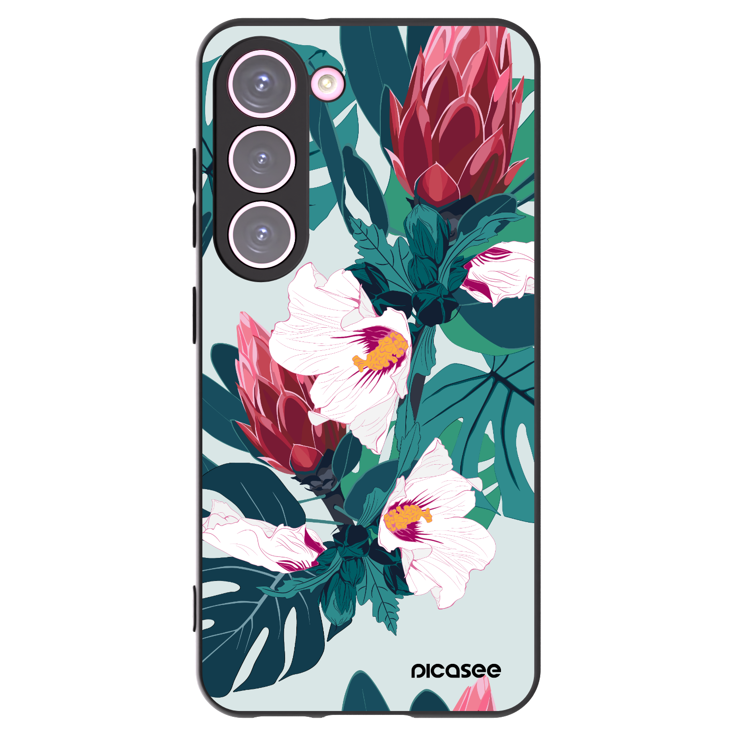 Picasee silikonowe czarne etui na Samsung Galaxy S23 5G - Rhododendron