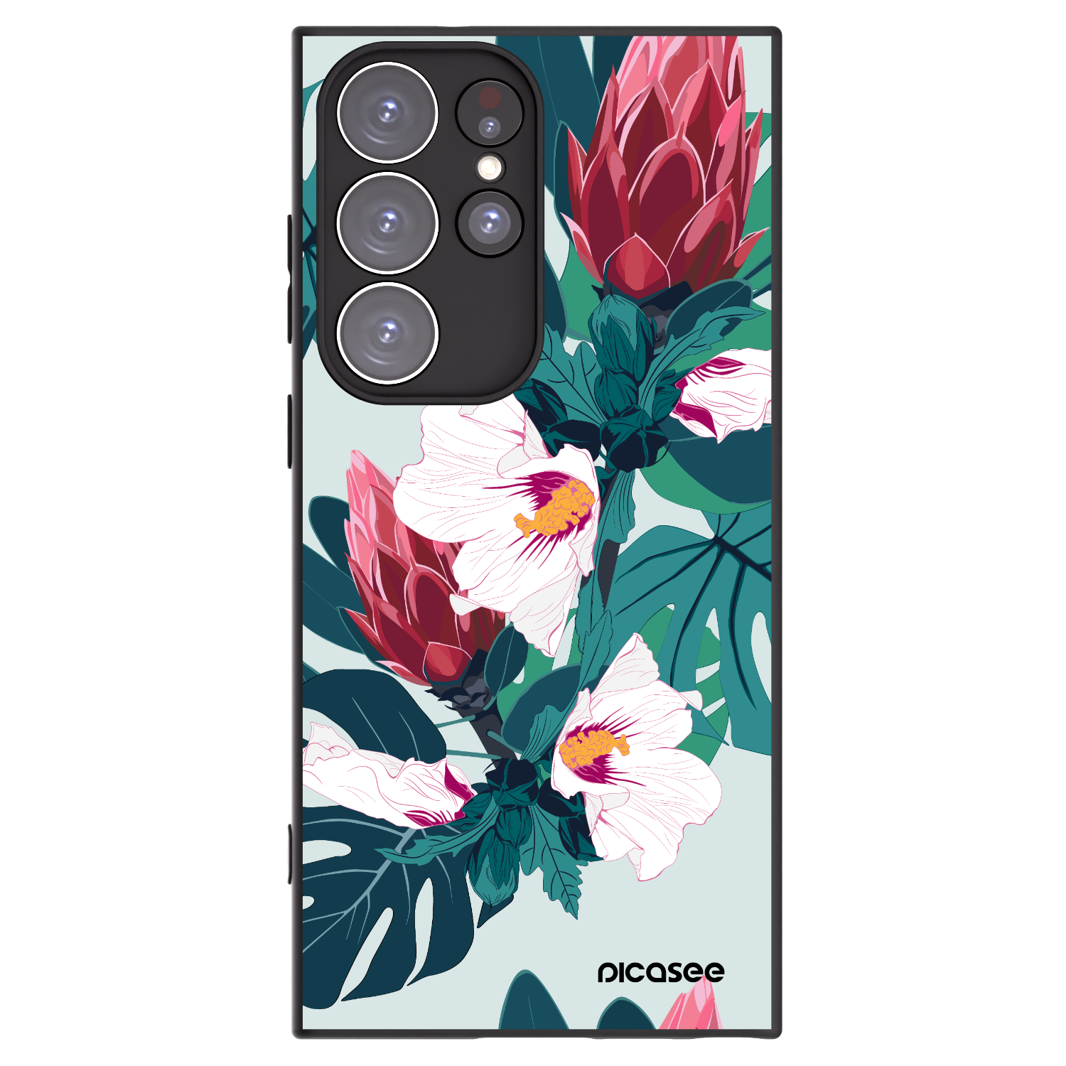 Picasee silikonowe czarne etui na Samsung Galaxy S23 Ultra 5G - Rhododendron