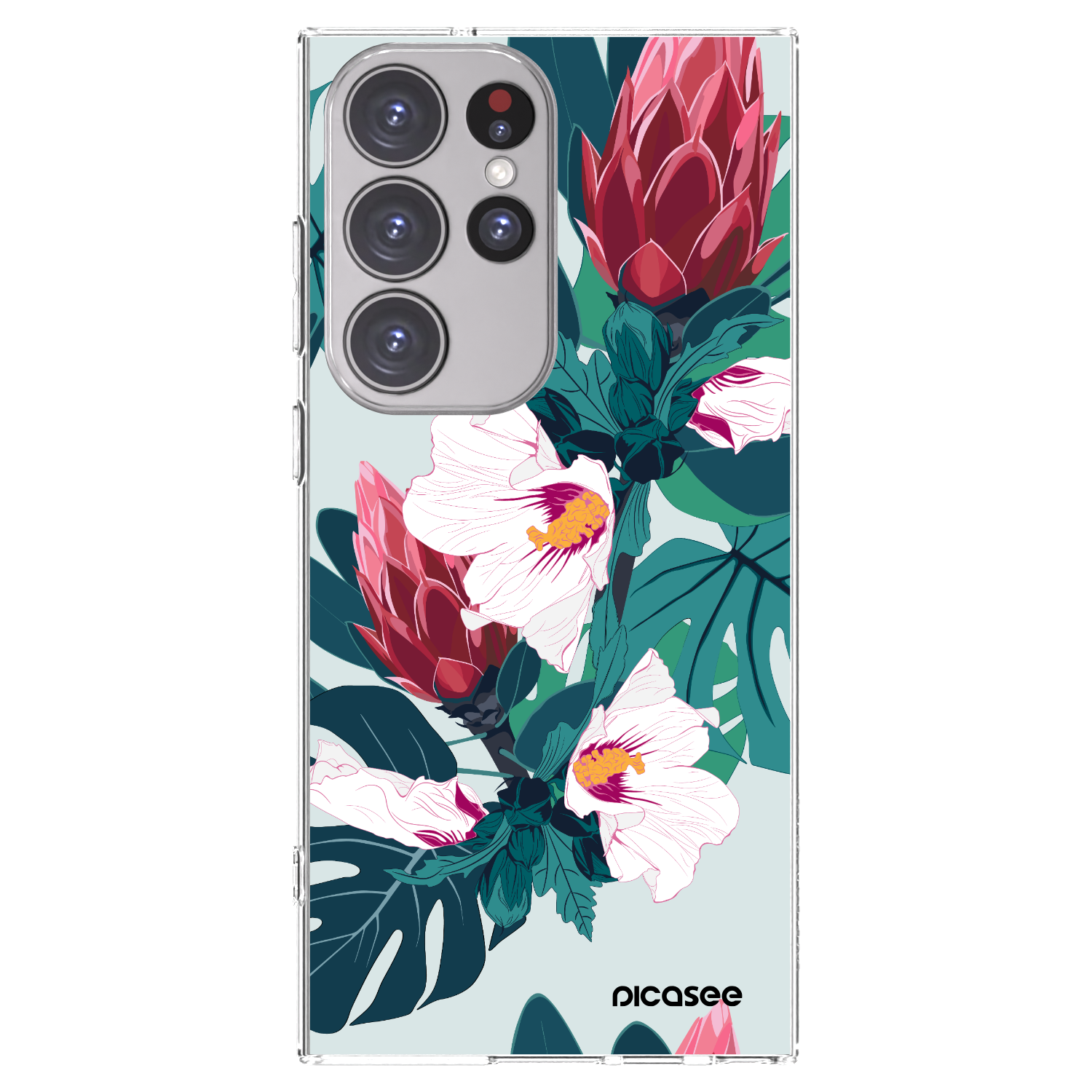 Picasee silikonowe przeźroczyste etui na Samsung Galaxy S23 Ultra 5G - Rhododendron