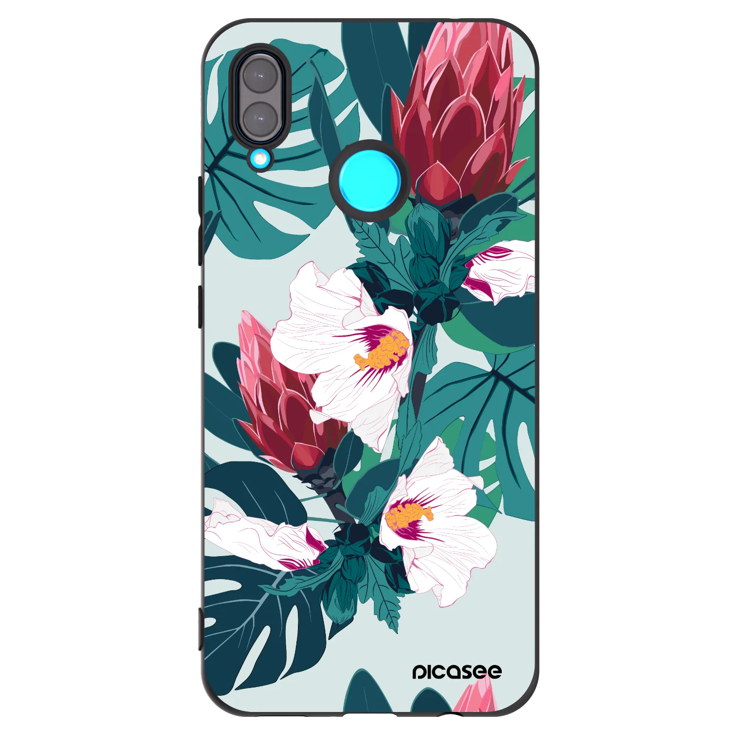 Picasee silikonowe czarne etui na Huawei Nova 3 - Rhododendron